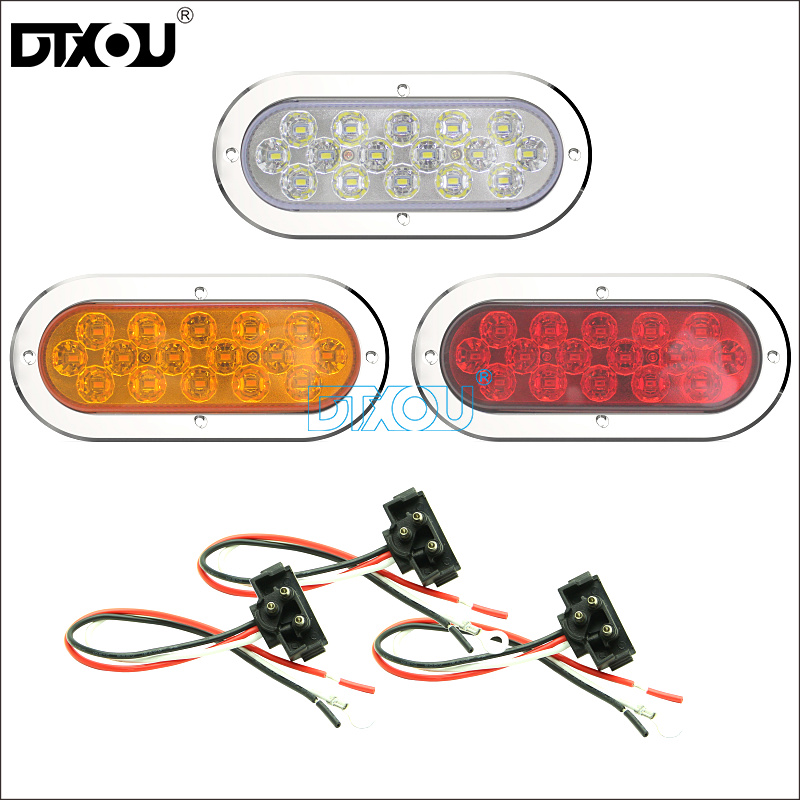 JY-2041 Pigtail Cord 3-Connector 6-inch Oval Chrome Tail Lights
